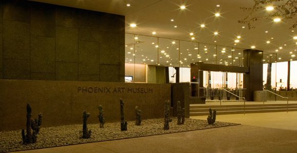Phoenix Art Museum at night.