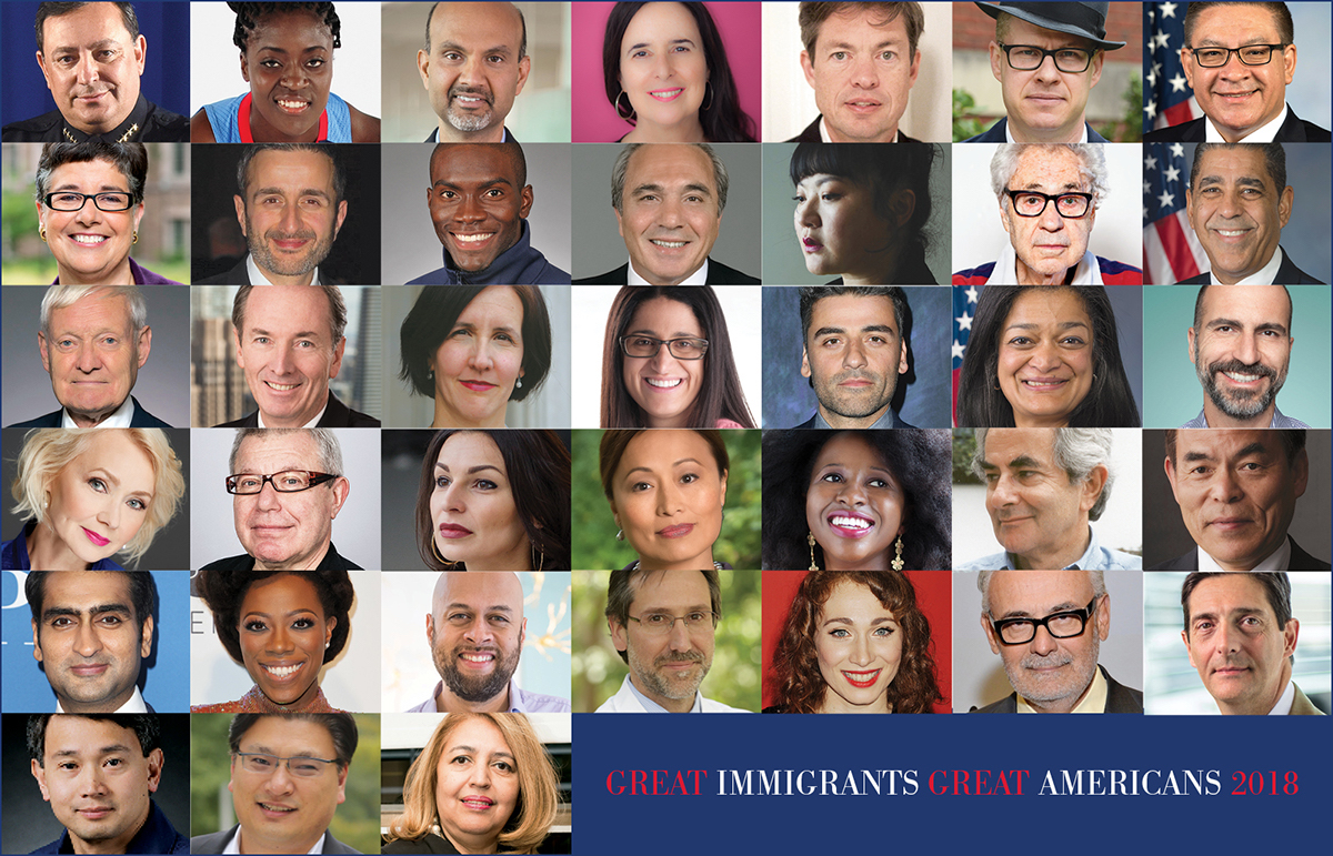 The 38 honorees of Carnegie Corporation's 2018 Great Immigrants campaign.